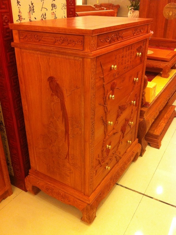 檀雕側(cè)雕五斗柜