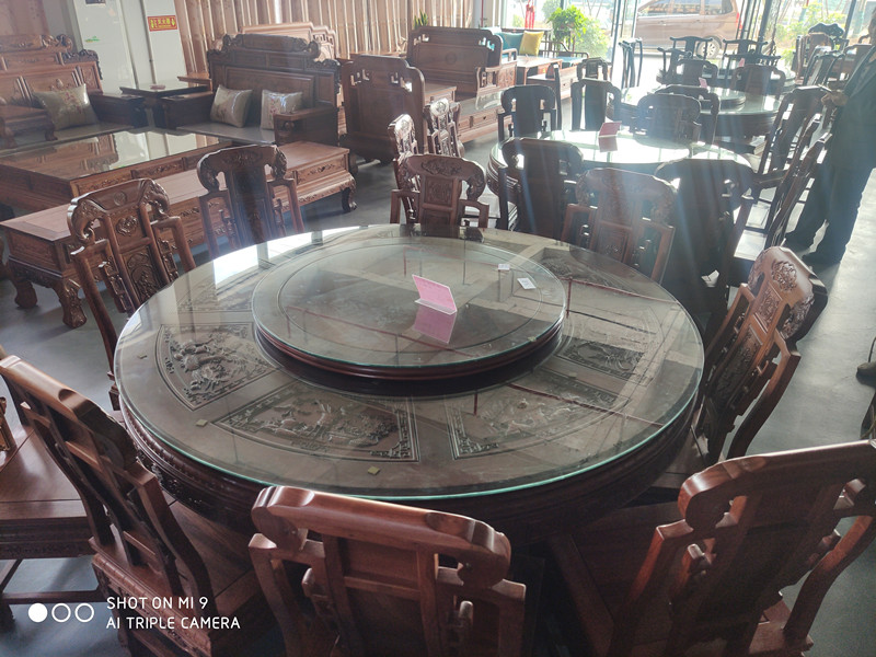 大紅酸枝圓桌10件套 材質(zhì)：交趾黃檀